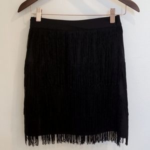 Trouve Black Fringe Skirt Size XS